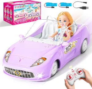 Purple Remote Control Car for Girls, 1:18 Scale RC Cars with LED Light, 2.4 GHZ Purple Truck Toy with 100 Min Long-Lasting Rechargeable Batteries, Gifts for Boys Girls Aged 4-7