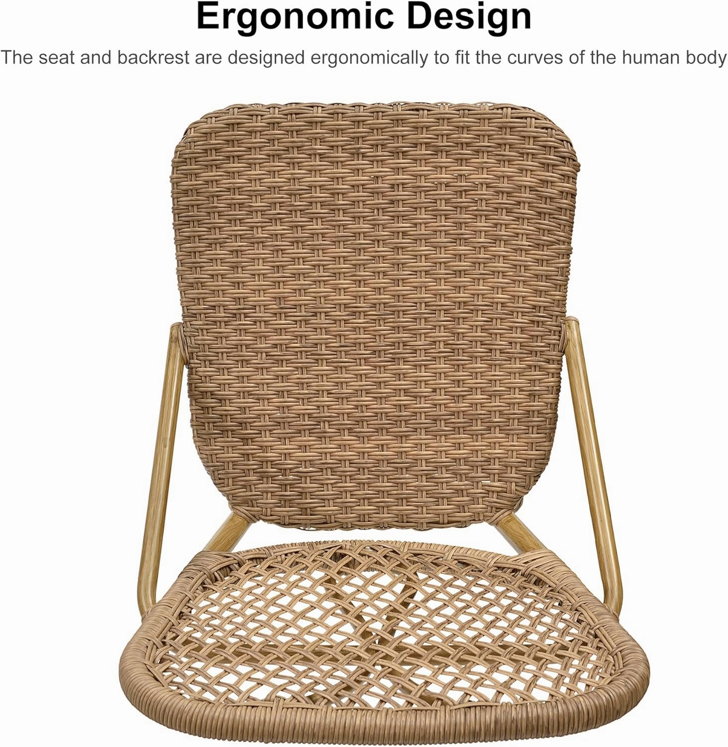 PURPLE LEAF French Bar Stools Set of 4 Patio Rattan Aluminum Bar Height Bamboo Pattern Finish Barstools with Back for Pool Garden Kitchen Island Outdoor Bar Chairs, Brown
