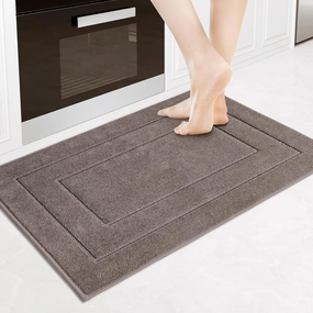 PURRUGS Machine Washable Kitchen Rug 24" x 35.5", Non-Slip/Skid Kitchen Runner Rugs & Floor Mats, Super Absorbent Soft Standing Mats for Kitchen, Sink & Laundry, Grayish Brown