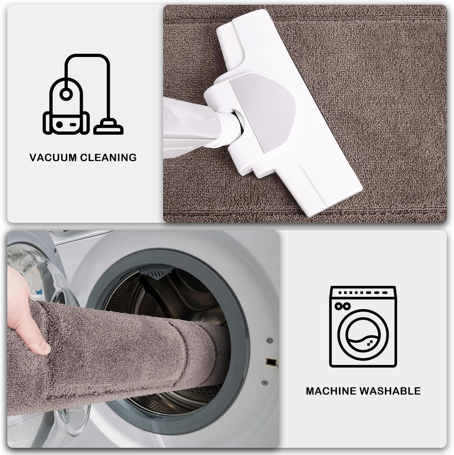 PURRUGS Machine Washable Kitchen Rug 24" x 35.5", Non-Slip/Skid Kitchen Runner Rugs & Floor Mats, Super Absorbent Soft Standing Mats for Kitchen, Sink & Laundry, Grayish Brown