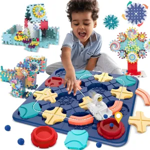 Puzzle Board Games & Gear Toys Bundle - Educational STEM Toys for Kids, Logic and Construction Games for Ages 3-8, for Creative Learning