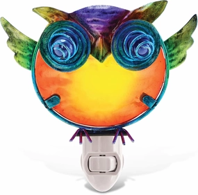 Puzzled Glass Art Night Light, Plug in Decorative Socket Lamp, Manual On & Off Portable Light for Stairway, Bedroom, Bathroom, Nursery, Home Accessory & Kitchen Decor - Owl