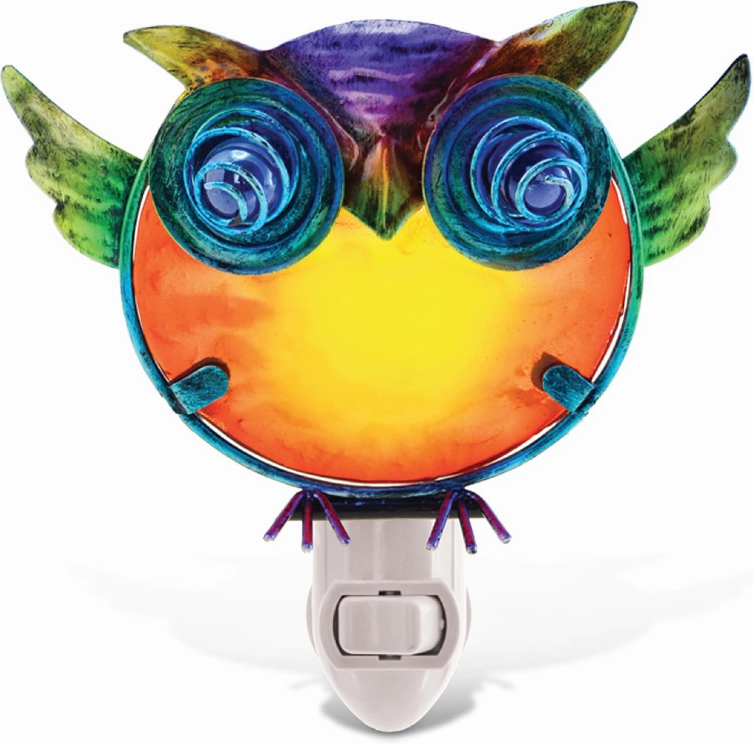 Puzzled Glass Art Night Light, Plug in Decorative Socket Lamp, Manual On & Off Portable Light for Stairway, Bedroom, Bathroom, Nursery, Home Accessory & Kitchen Decor - Owl
