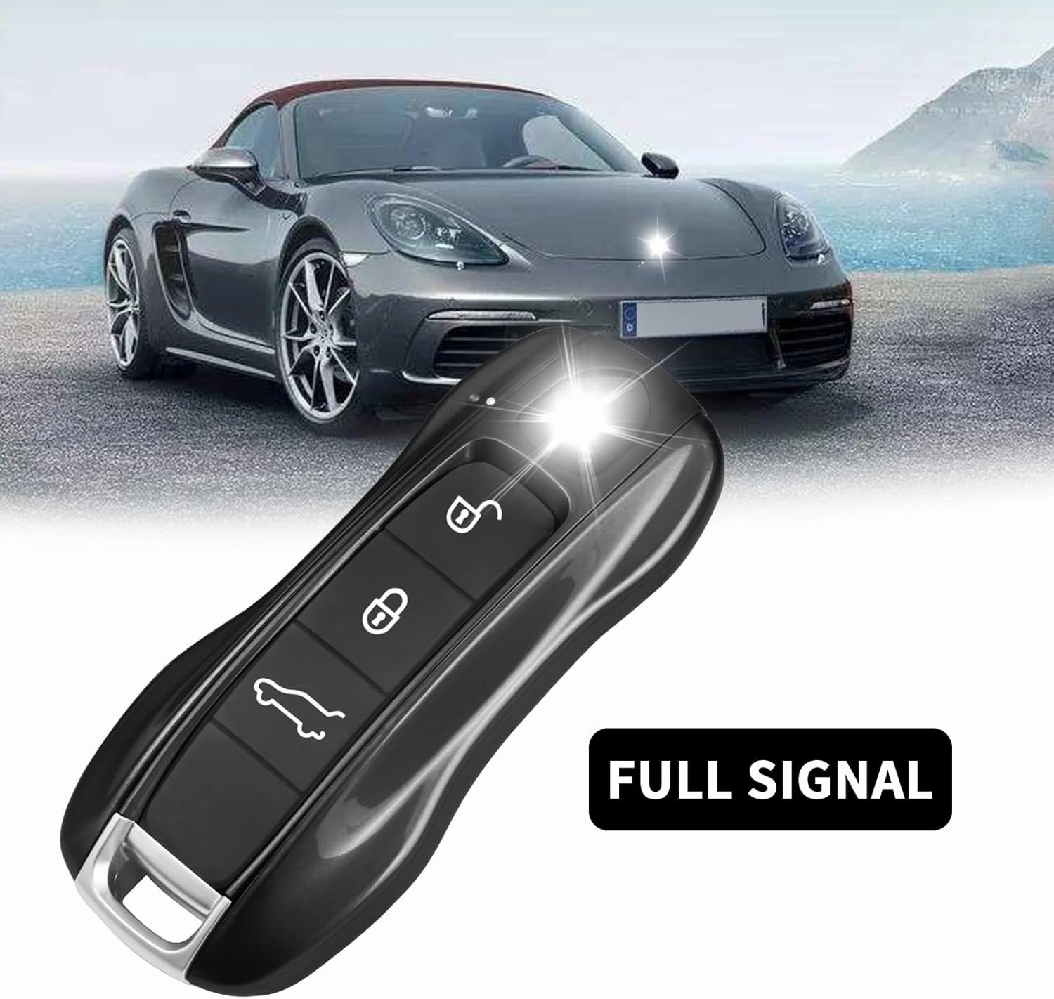 QBUC for Porsche Key Fob Cover, 3-Piece Painted Key Shell Compatible with Porsche Taycan Carrera Cayenne Panamera (Black)