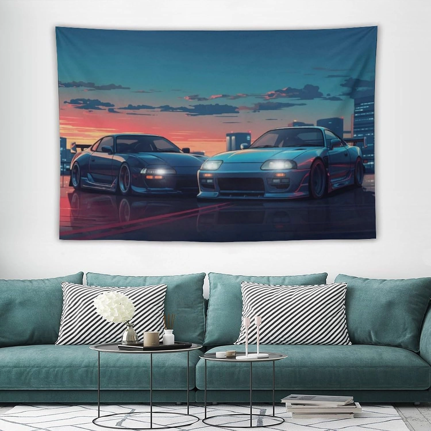 QEOPGNE Jdm Sport Car S13 Mk4 Car Tapestry Japanese Anime Wall Hanging Large Wall Art for Bedroom Living Room Decor for Men and Women 40"x60"