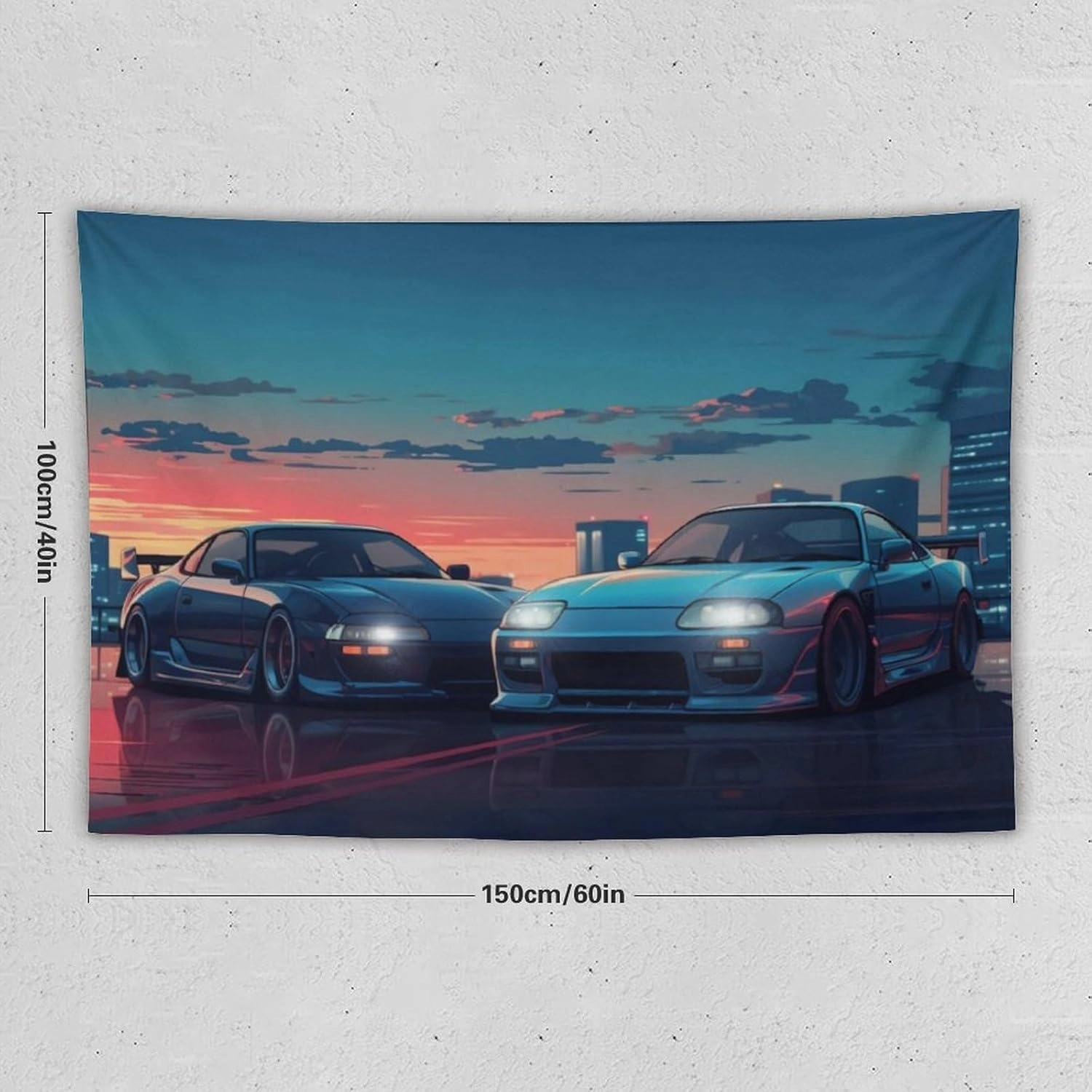 QEOPGNE Jdm Sport Car S13 Mk4 Car Tapestry Japanese Anime Wall Hanging Large Wall Art for Bedroom Living Room Decor for Men and Women 40"x60"