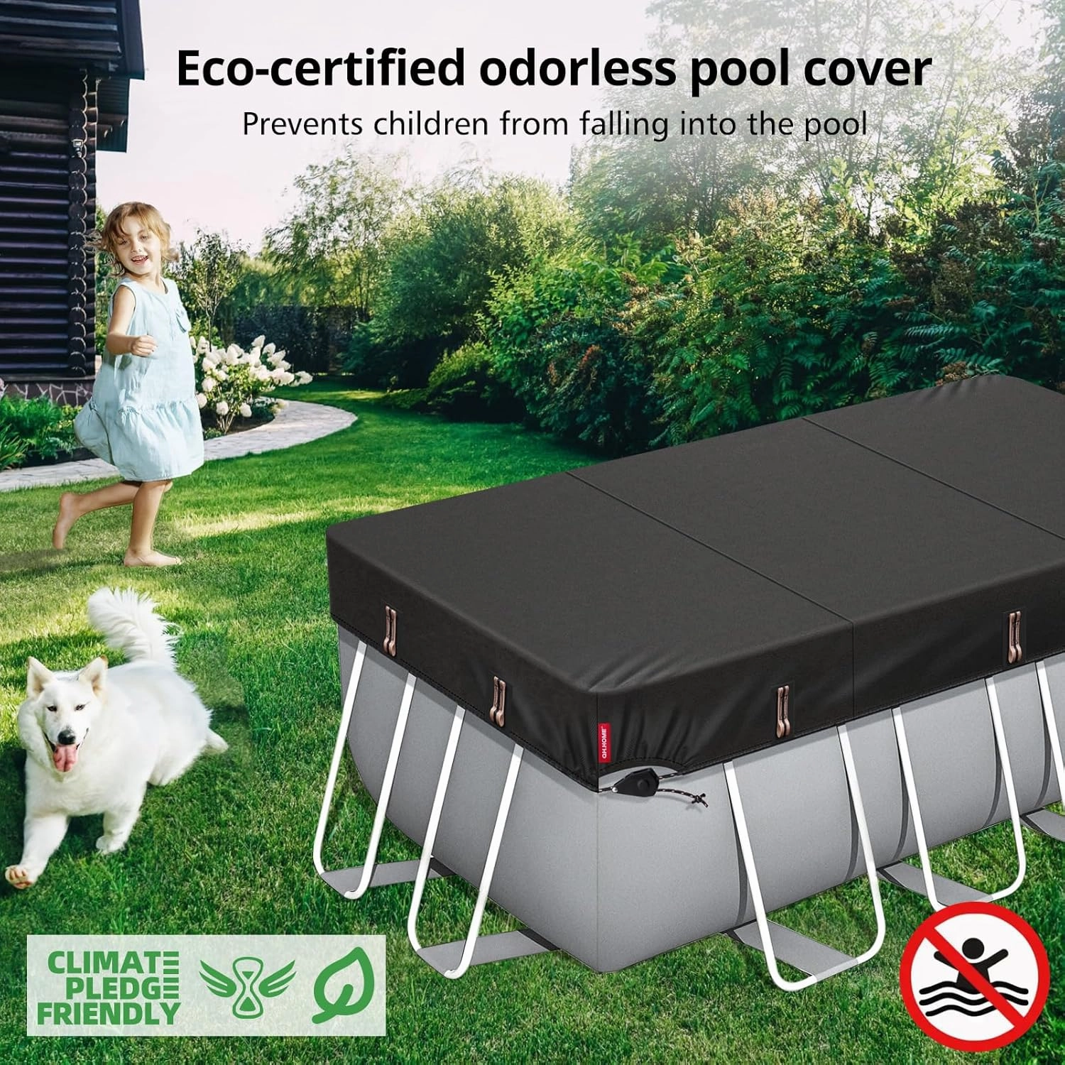 QH.HOME [2025 Upgraded Ultimate Windproof] 9x18 Ft Rectangular Pool Cover with Fast Tightening Patented Ratchet,Rectangle Pool Cover for Above Ground Pools with Weight-Bearing Rings