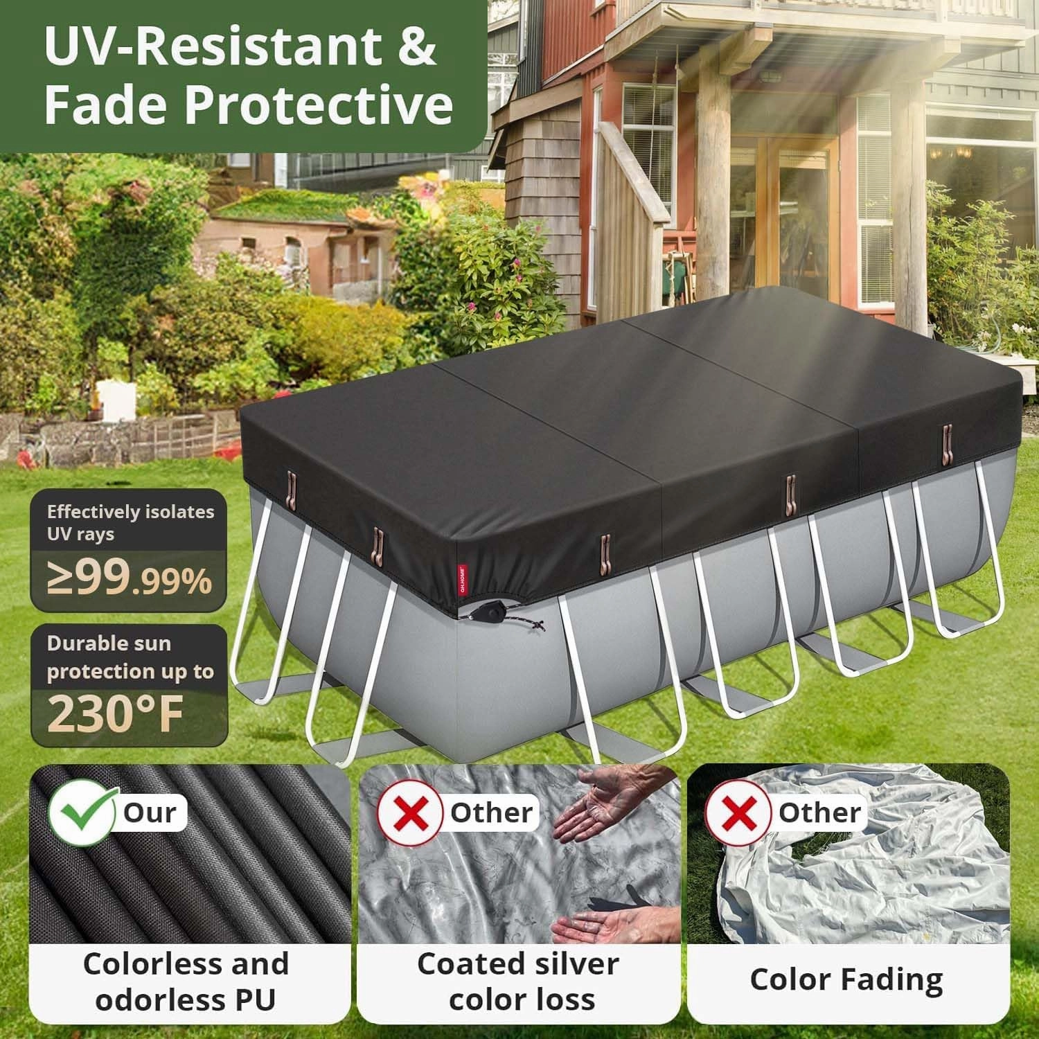 QH.HOME [2025 Upgraded Ultimate Windproof] 9x18 Ft Rectangular Pool Cover with Fast Tightening Patented Ratchet,Rectangle Pool Cover for Above Ground Pools with Weight-Bearing Rings