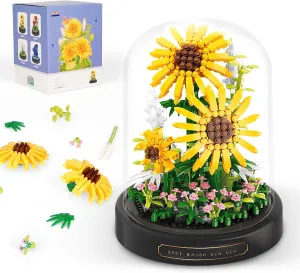 QLT QIAOLETONG Flower Bouquet Building Set, 545 PCS Sunflower Mini Building Blocks Kit for Adults Kids, Flowers Botanical Collection for Home Decor, for Her Mom Women