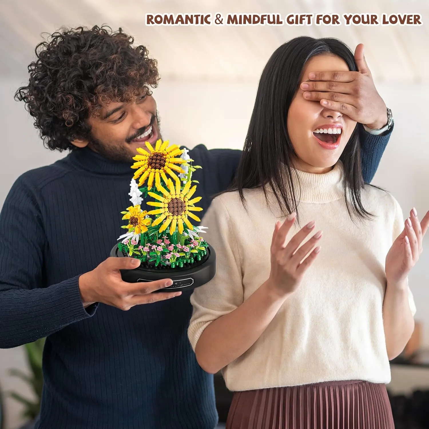 QLT QIAOLETONG Flower Bouquet Building Set, 545 PCS Sunflower Mini Building Blocks Kit for Adults Kids, Flowers Botanical Collection for Home Decor, for Her Mom Women