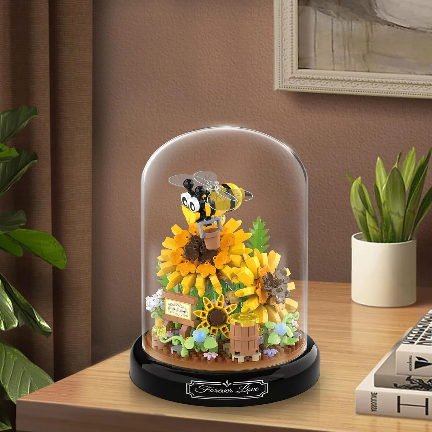 QLT QIAOLETONG Flower Bouquet Building Sets, Animals Flowers Botanical Collection 548 PCS Mini Bricks Building Blocks Toy for Adults, Valentine's Day for Her (Bee)