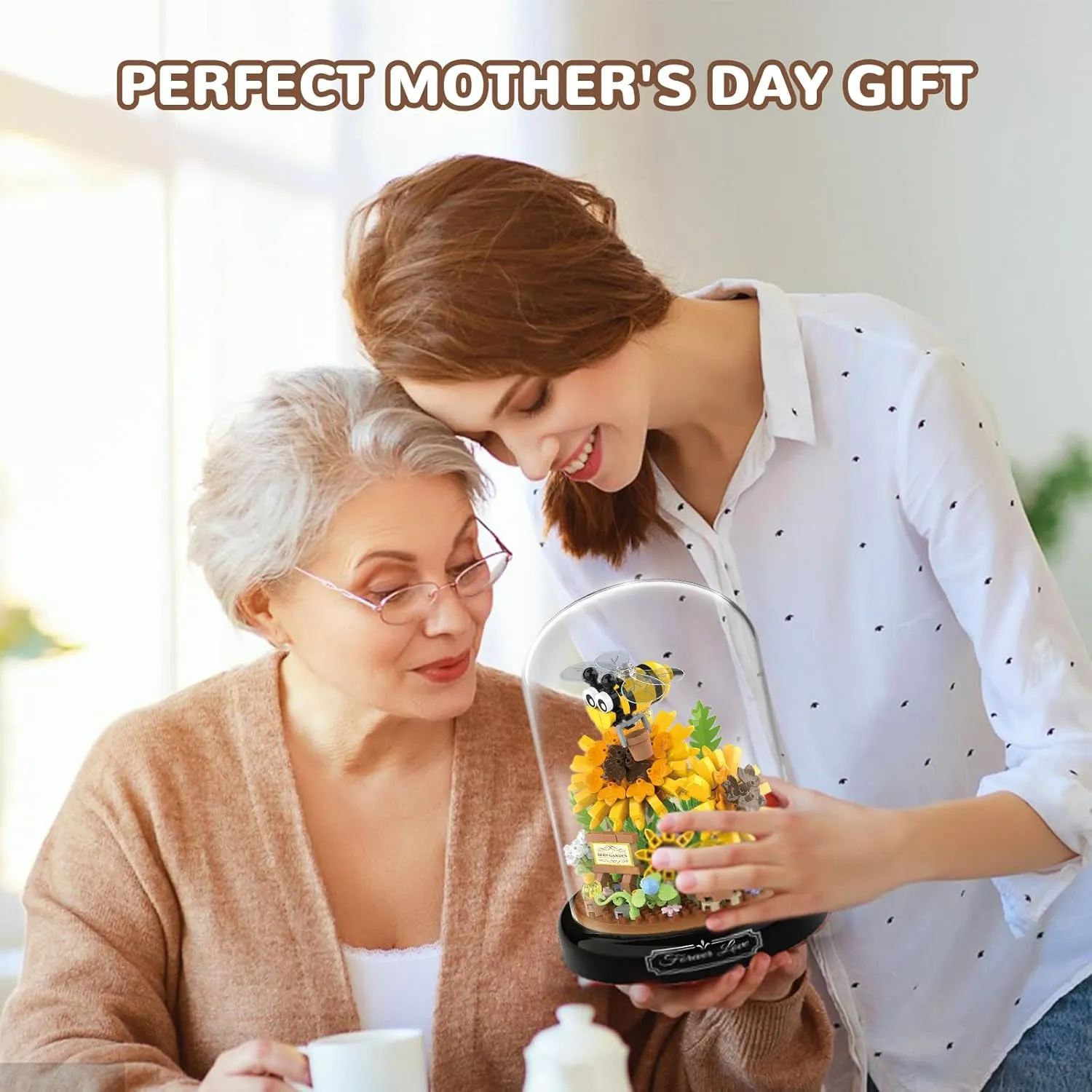 QLT QIAOLETONG Flower Bouquet Building Sets, Animals Flowers Botanical Collection 548 PCS Mini Bricks Building Blocks Toy for Adults, Valentine's Day for Her (Bee)
