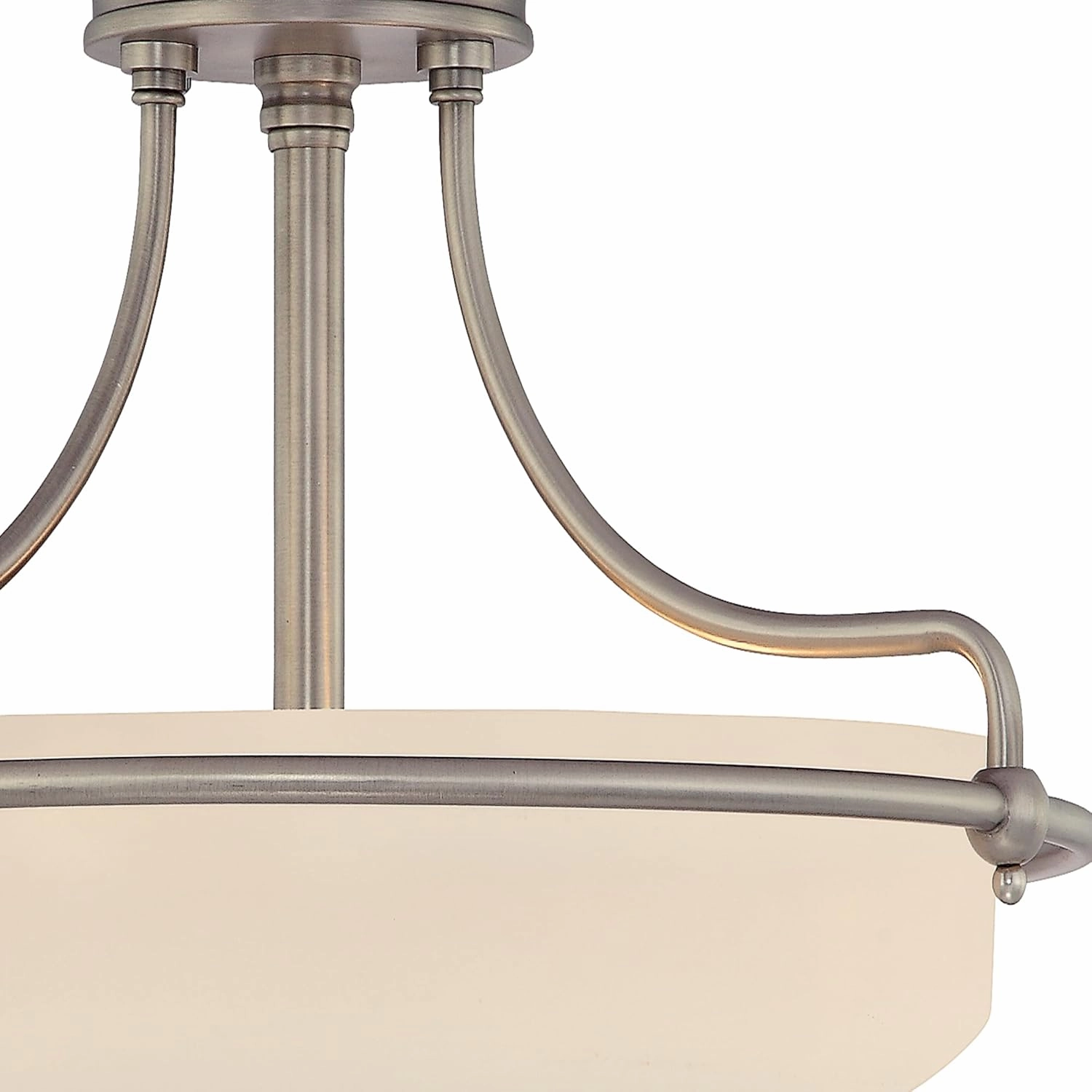 Quoizel Griffin Semi-Flush Mount Ceiling Light, 17 Inch 3-Light Antique Nickel Opal-Etched Frosted Glass Shade, Hanging Light Fixture for Hallway, Kitchen, Bedroom, Dining, Farmhouse or Office