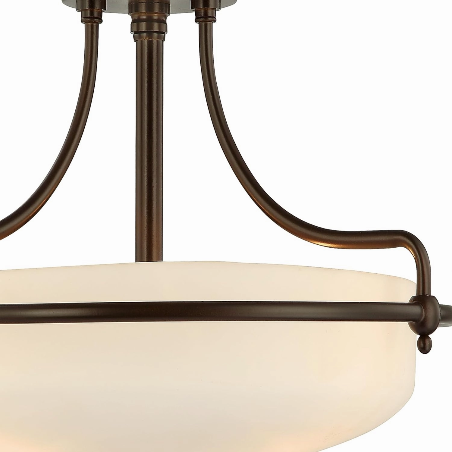 Quoizel Griffin Semi-Flush Mount Ceiling Light, 17 Inch 3-Light Palladian Bronze Opal-Etched Frosted Glass Shade, Hanging Light Fixture for Hallway, Kitchen, Bedroom, Dining, Farmhouse or Office