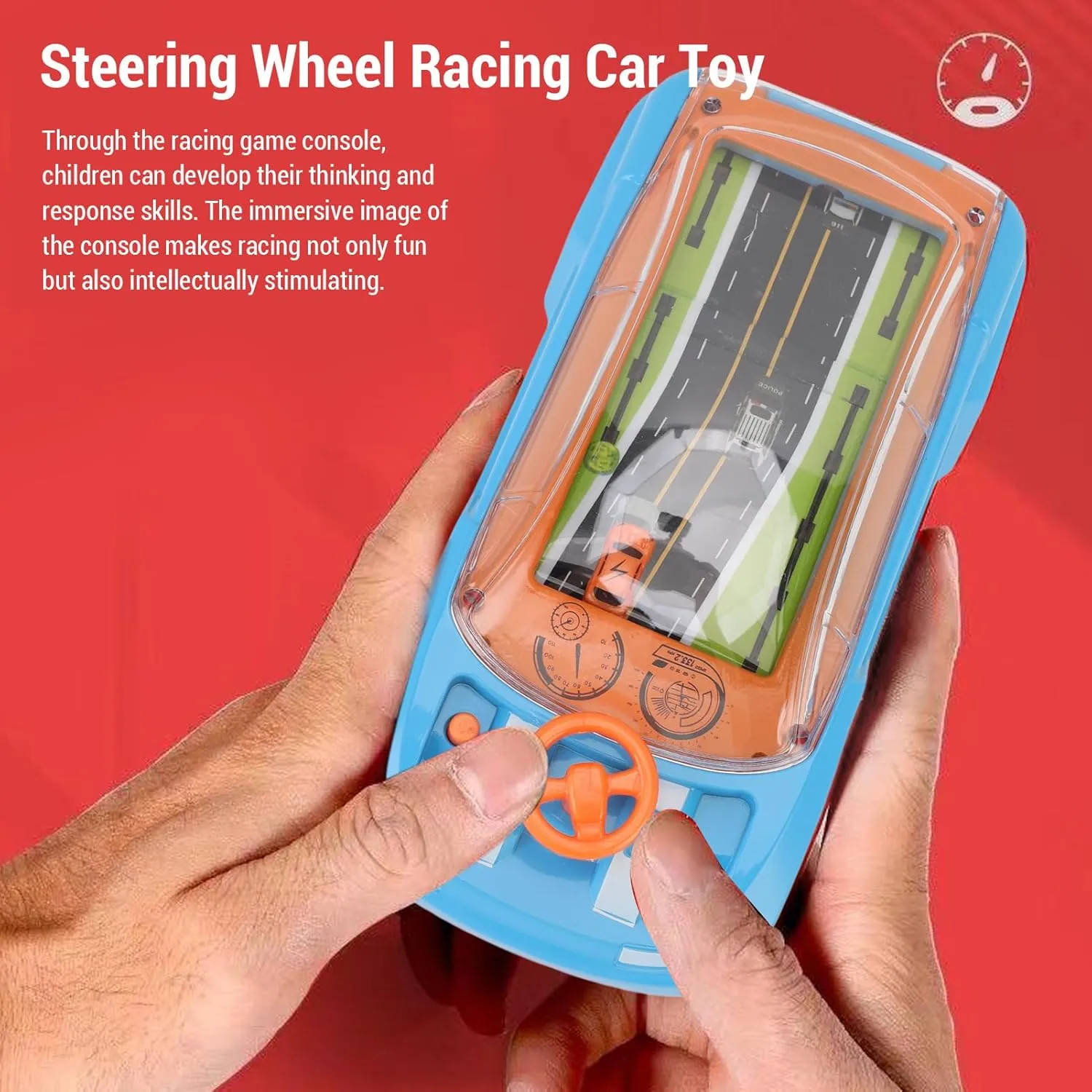 Racing Adventure Car Steering Wheel Toy Driving Games Racing Car Game Console Kids Parent Child Dual Player Mode Interaction Adventure Car Steering Wheel Toy For Kids (Blue)