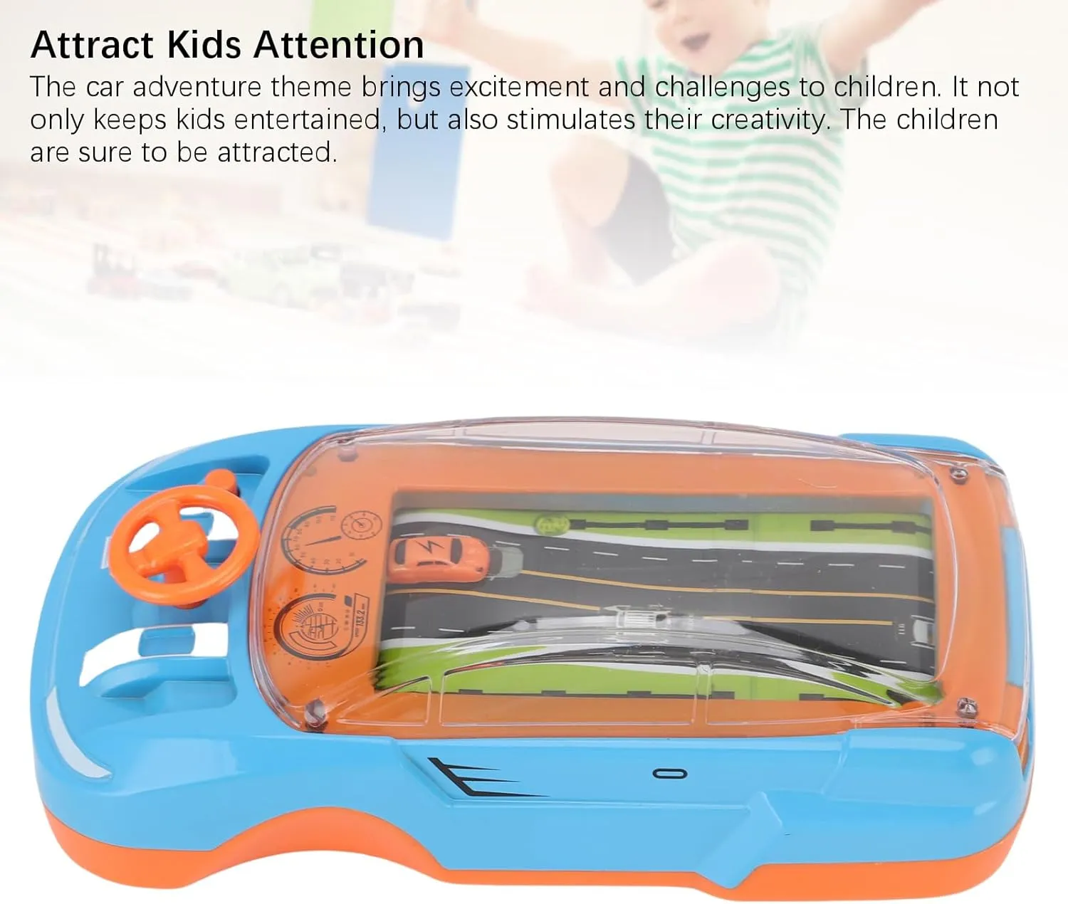 Racing Adventure Car Steering Wheel Toy Driving Games Racing Car Game Console Kids Parent Child Dual Player Mode Interaction Adventure Car Steering Wheel Toy For Kids (Blue)