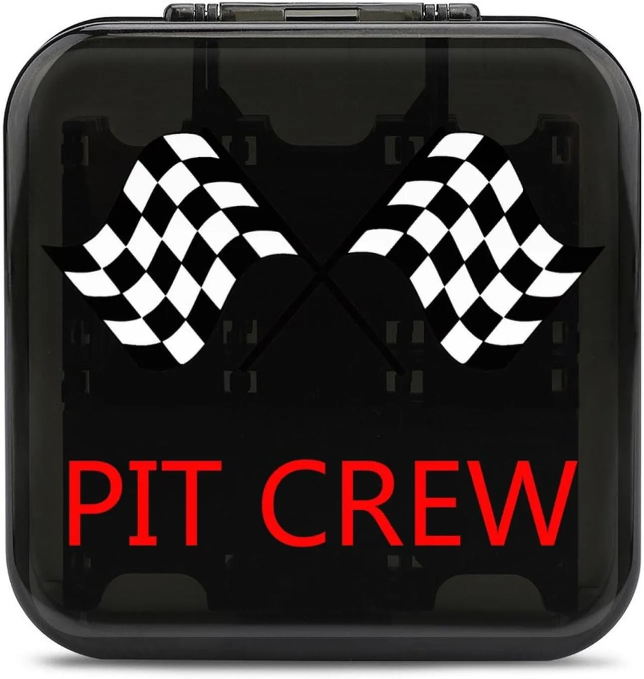 Racing Car Pit Crew Checkered Flag 24 Game Card Holder Case Storage Box Compatible with Switch Gifts for Game Lover