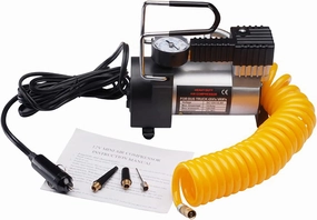 RAD Sportz 12 Volt Electric Emergency Tire Air Pump with Highly Accurate Gauge for Bikes, Cars, Trucks or Air Matresses
