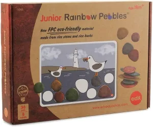 Rainbow Pebbles Activity Set - Junior - Eco-Friendly - 36 Pebbles   8 Activity Cards - Ages 18m  - Sorting and Stacking for Fine Motor Skills