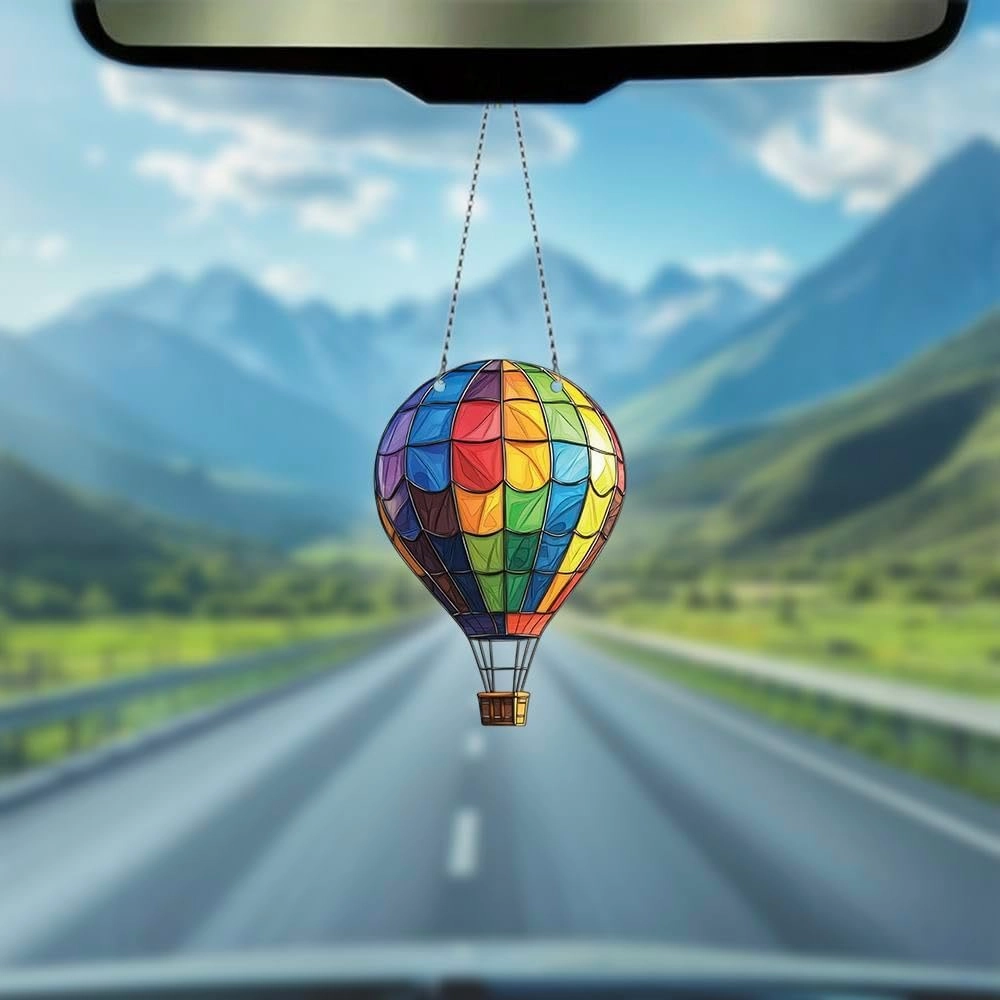 Rainbow Hot Air Balloon Ornaments Decor - Gifts for Hot Air Balloon Lovers - Home Wall Room Kitchen Decorations - Acrylic Ornament