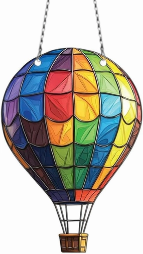 Rainbow Hot Air Balloon Ornaments Decor - Gifts for Hot Air Balloon Lovers - Home Wall Room Kitchen Decorations - Acrylic Ornament