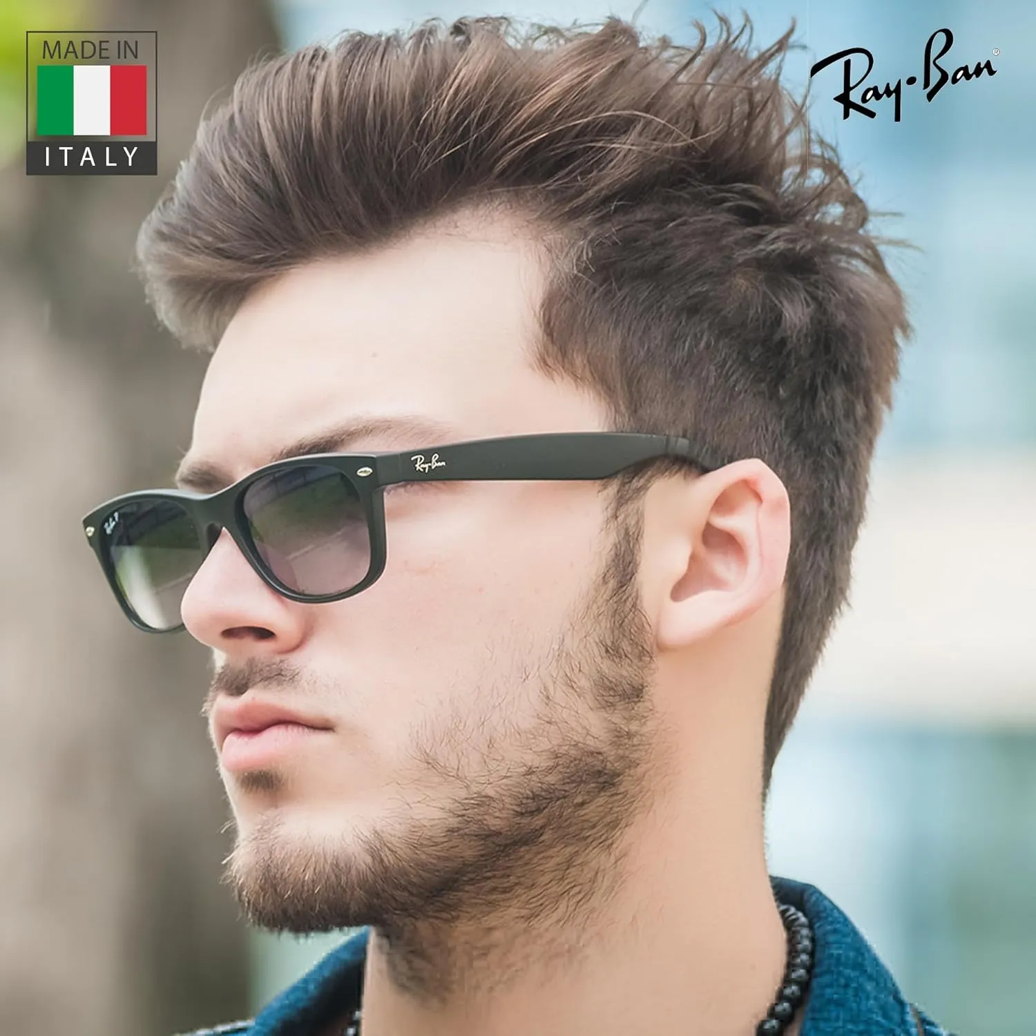Ray-Ban RB2132 NEW WAYFARER Classic Square Shape Sunglasses With Eyewear Kit Bundle - High Bridge Fit - Square Sunglasses