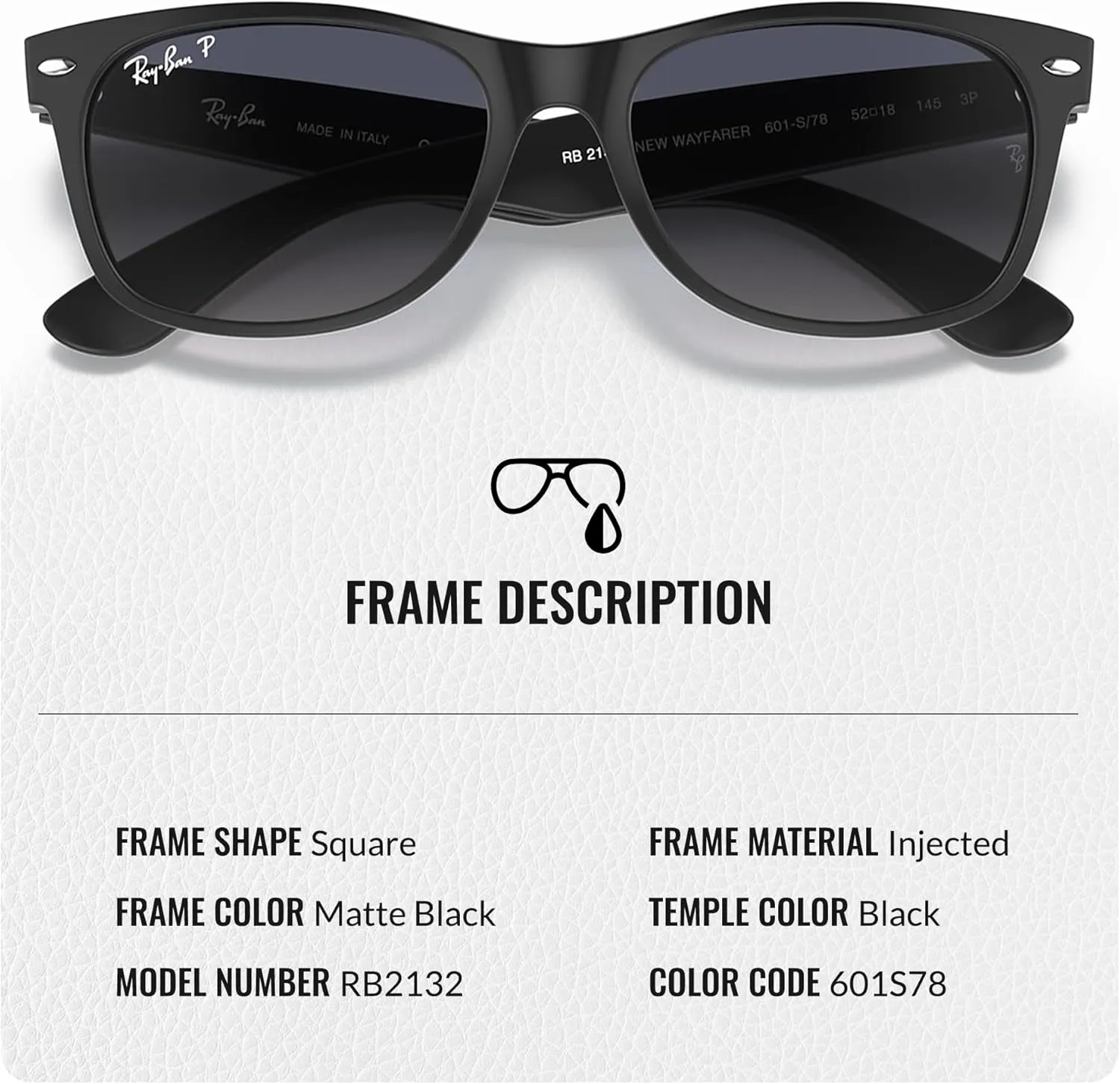 Ray-Ban RB2132 NEW WAYFARER Classic Square Shape Sunglasses With Eyewear Kit Bundle - High Bridge Fit - Square Sunglasses