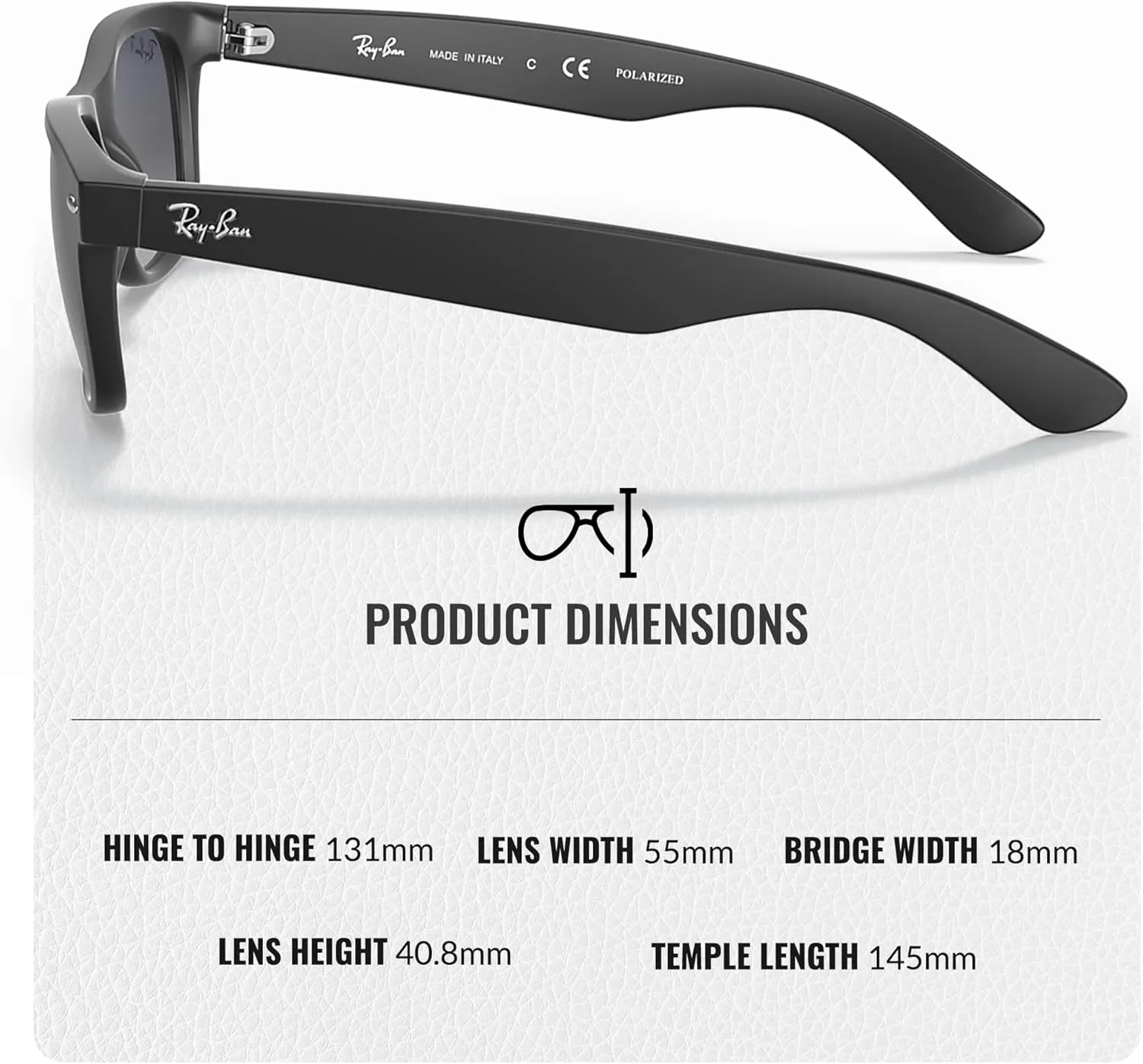 Ray-Ban RB2132 NEW WAYFARER Classic Square Shape Sunglasses With Eyewear Kit Bundle - High Bridge Fit - Square Sunglasses