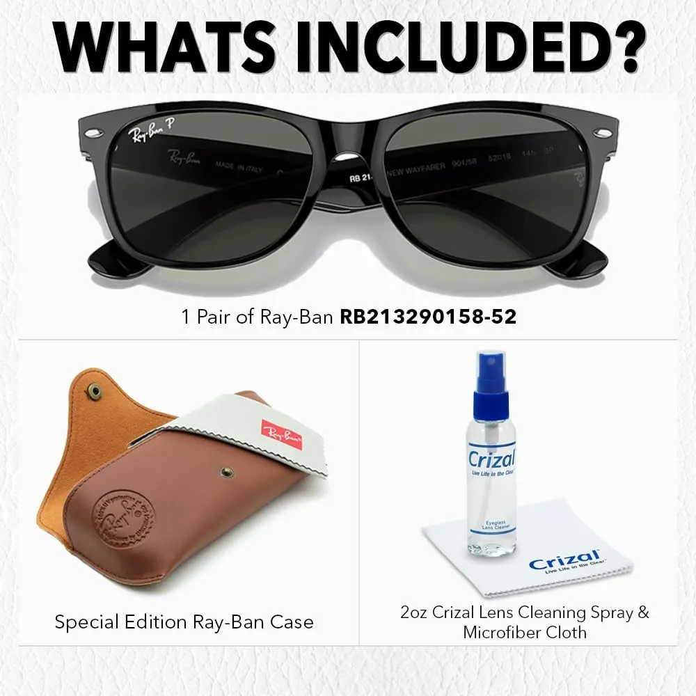 Ray-Ban RB2132 NEW WAYFARER Classic Square Unisex High Bridge Fit Sunglasses-Eyewear Kit-PREMIUM BUNDLE