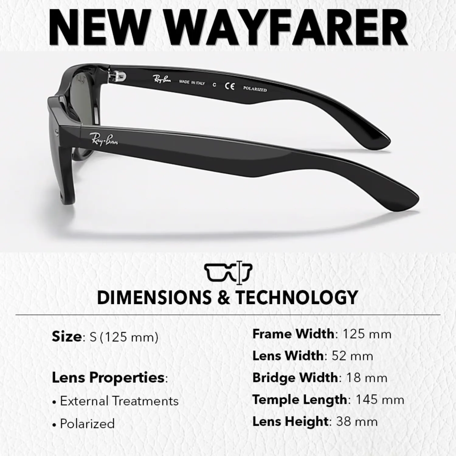 Ray-Ban RB2132 NEW WAYFARER Classic Square Unisex High Bridge Fit Sunglasses-Eyewear Kit-PREMIUM BUNDLE