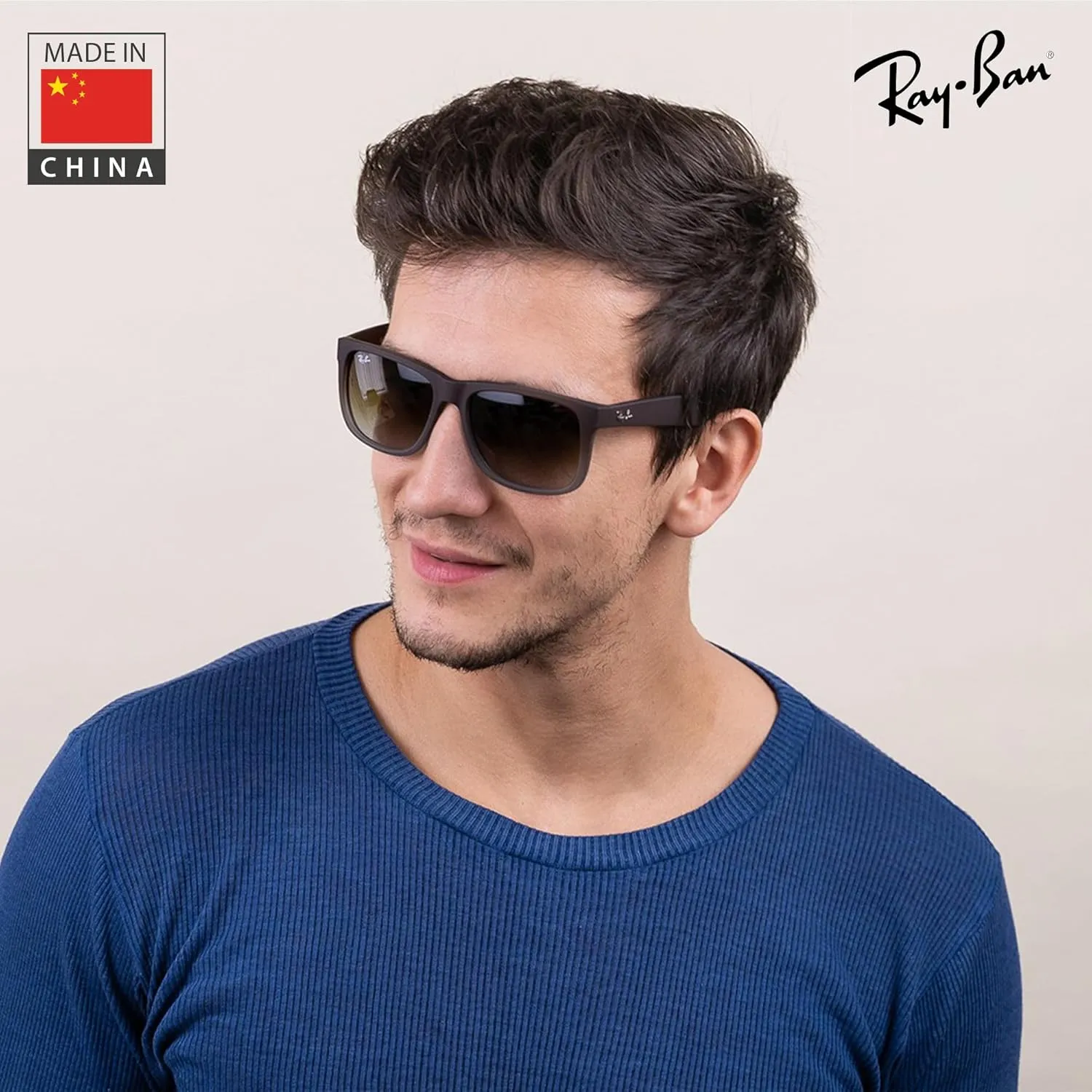 Ray-Ban RB4165 JUSTIN Classic Square Shape Sunglasses With Eyewear Kit Bundle - High Bridge Fit - Square Sunglasses