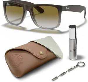 Ray-Ban RB4165 JUSTIN Classic Square Shape Sunglasses With Eyewear Kit Bundle - High Bridge Fit - Square Sunglasses