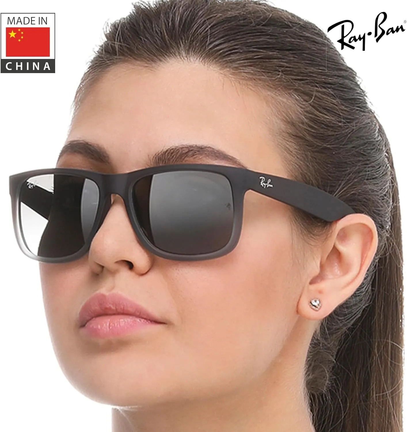 Ray-Ban RB4165 JUSTIN Classic Square Shape Sunglasses With Eyewear Kit Bundle - High Bridge Fit - Square Sunglasses