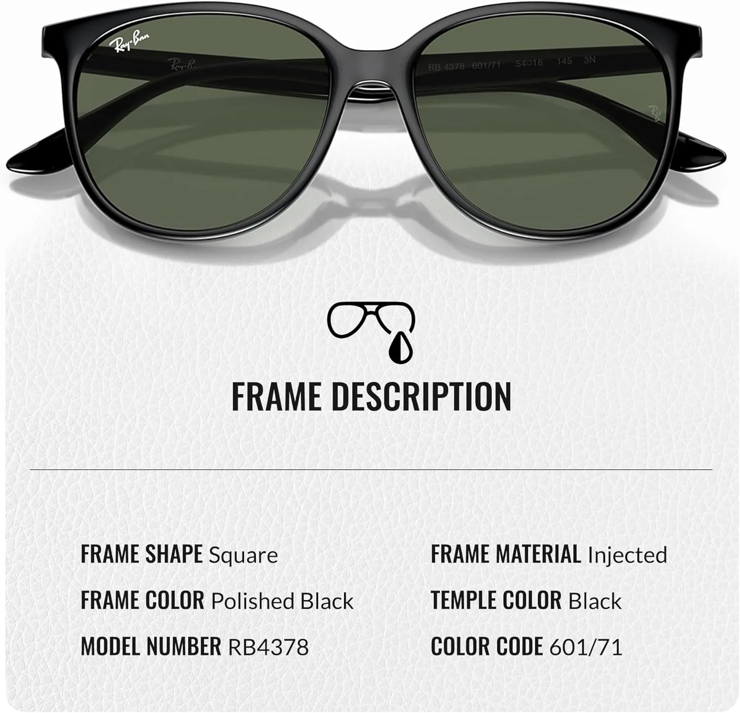 Ray-Ban RB4378 Square Shape Sunglasses With Eyewear Kit Bundle - High Bridge Fit - Square Sunglasses