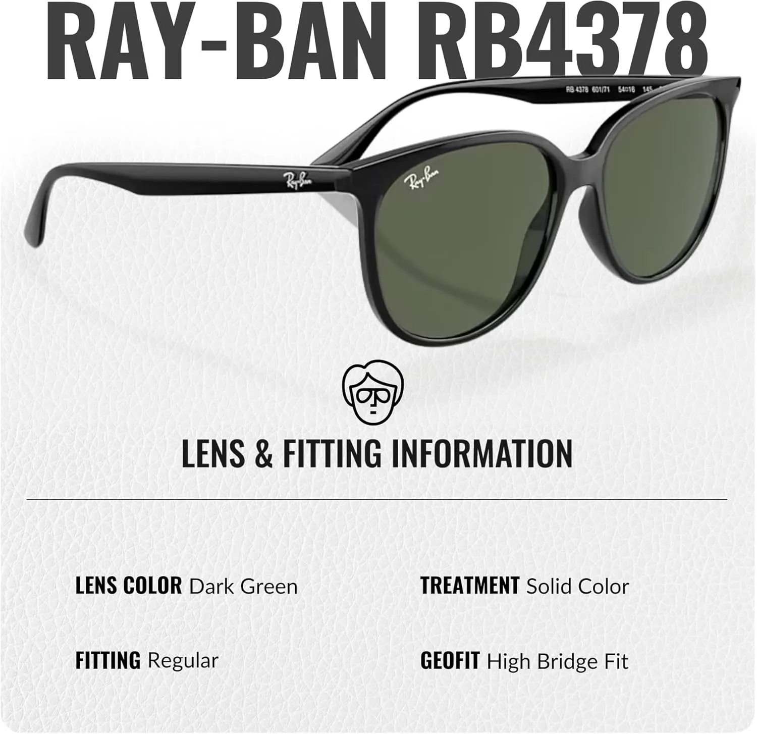 Ray-Ban RB4378 Square Shape Sunglasses With Eyewear Kit Bundle - High Bridge Fit - Square Sunglasses