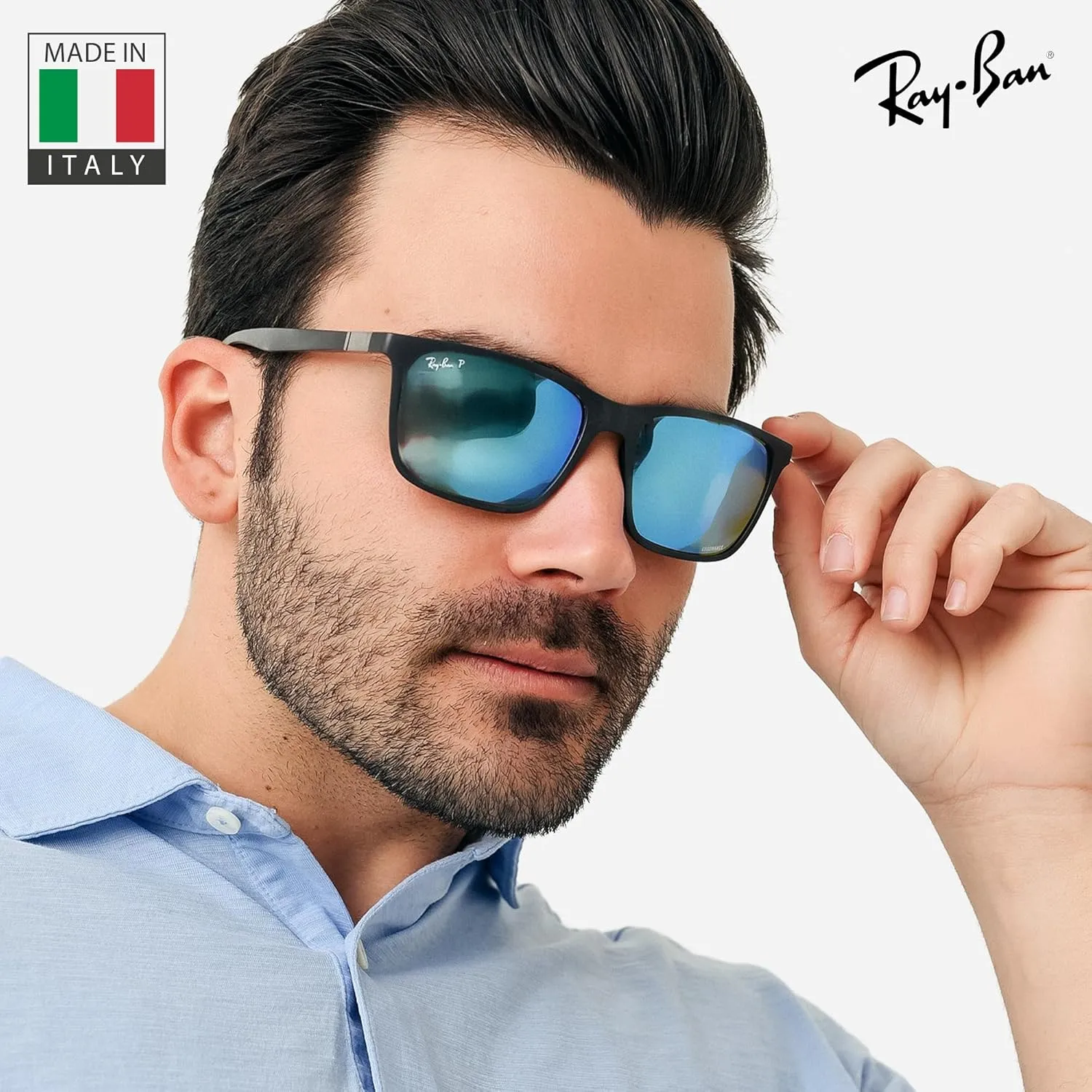 Ray-Ban RB4385 Polarized Rectangle Sunglasses for Men & Women With Eyewear Kit Bundle - Classic Sun Glasses