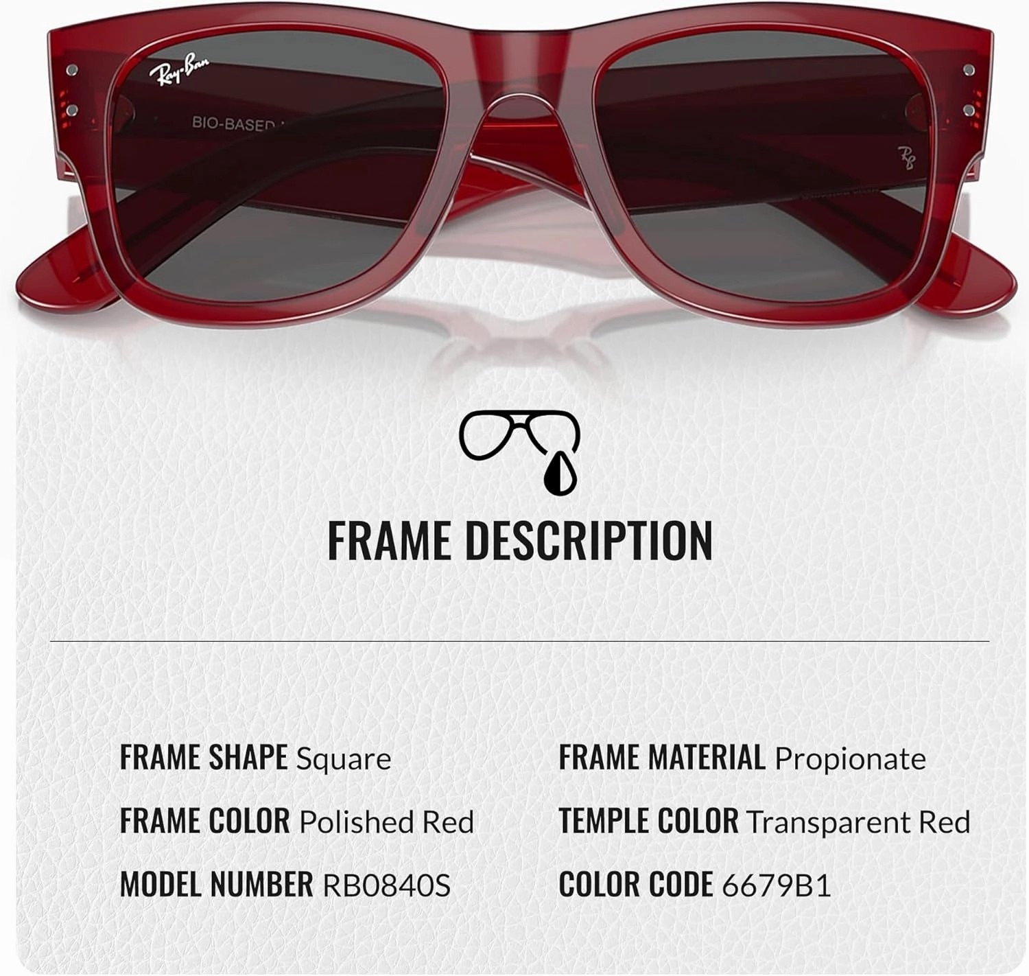 Ray-Ban RB0840S MEGA WAYFARER Square Shape Sunglasses With Eyewear Kit Bundle - High Bridge Fit - Square Sunglasses