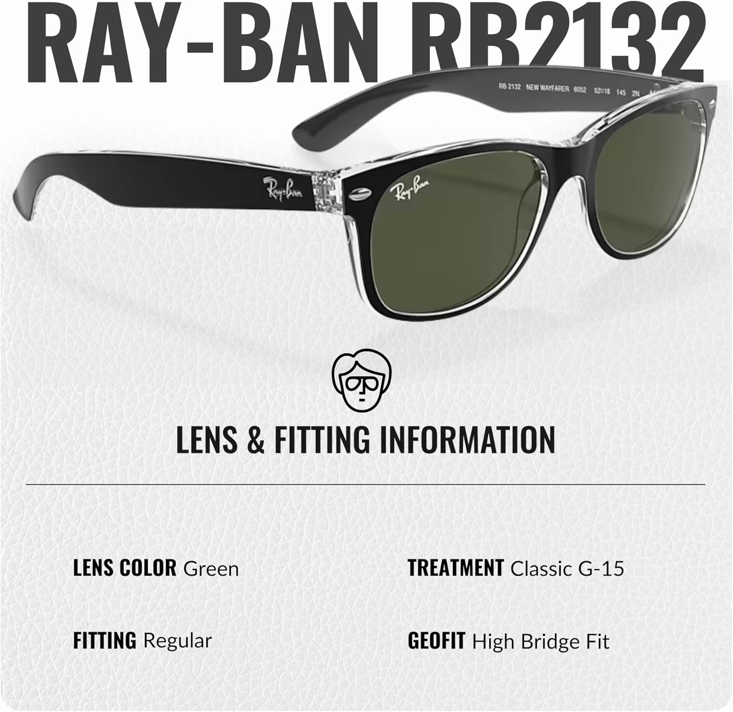 Ray-Ban RB2132 NEW WAYFARER Classic Square Shape Sunglasses With Eyewear Kit Bundle - High Bridge Fit - Square Sunglasses
