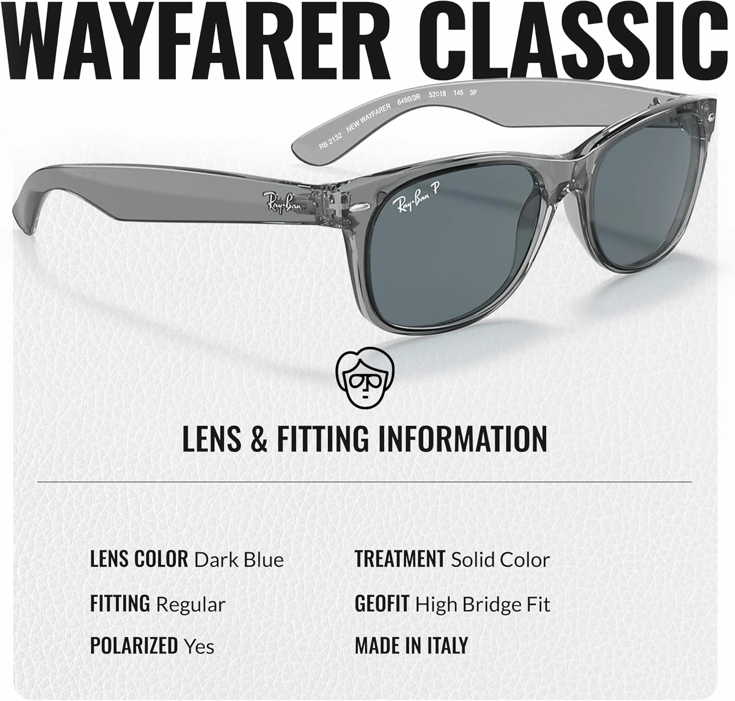 Ray-Ban RB2132 NEW WAYFARER Classic Square Shape Sunglasses With Eyewear Kit Bundle - High Bridge Fit - Square Sunglasses