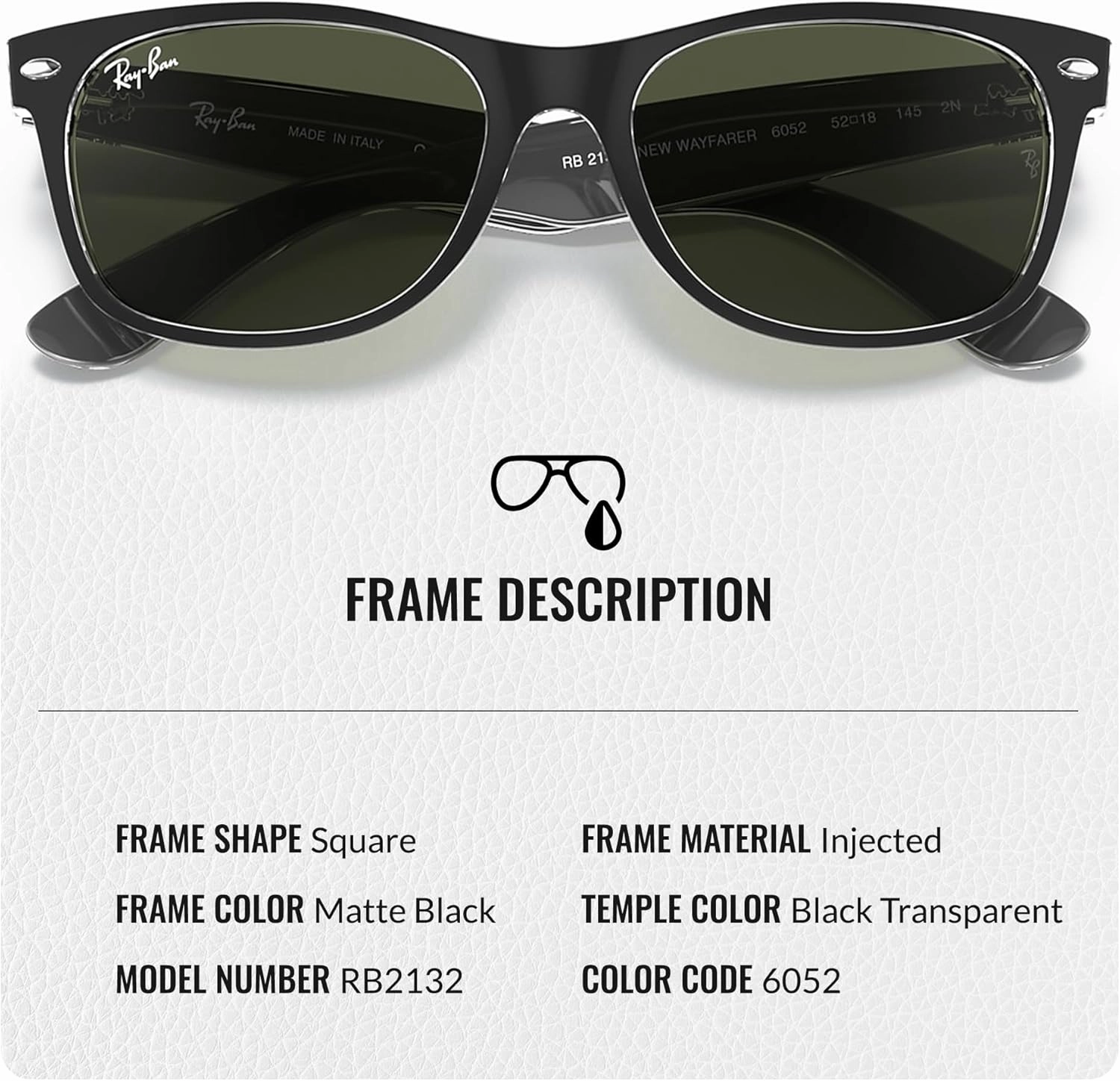 Ray-Ban RB2132 NEW WAYFARER Classic Square Shape Sunglasses With Eyewear Kit Bundle - High Bridge Fit - Square Sunglasses