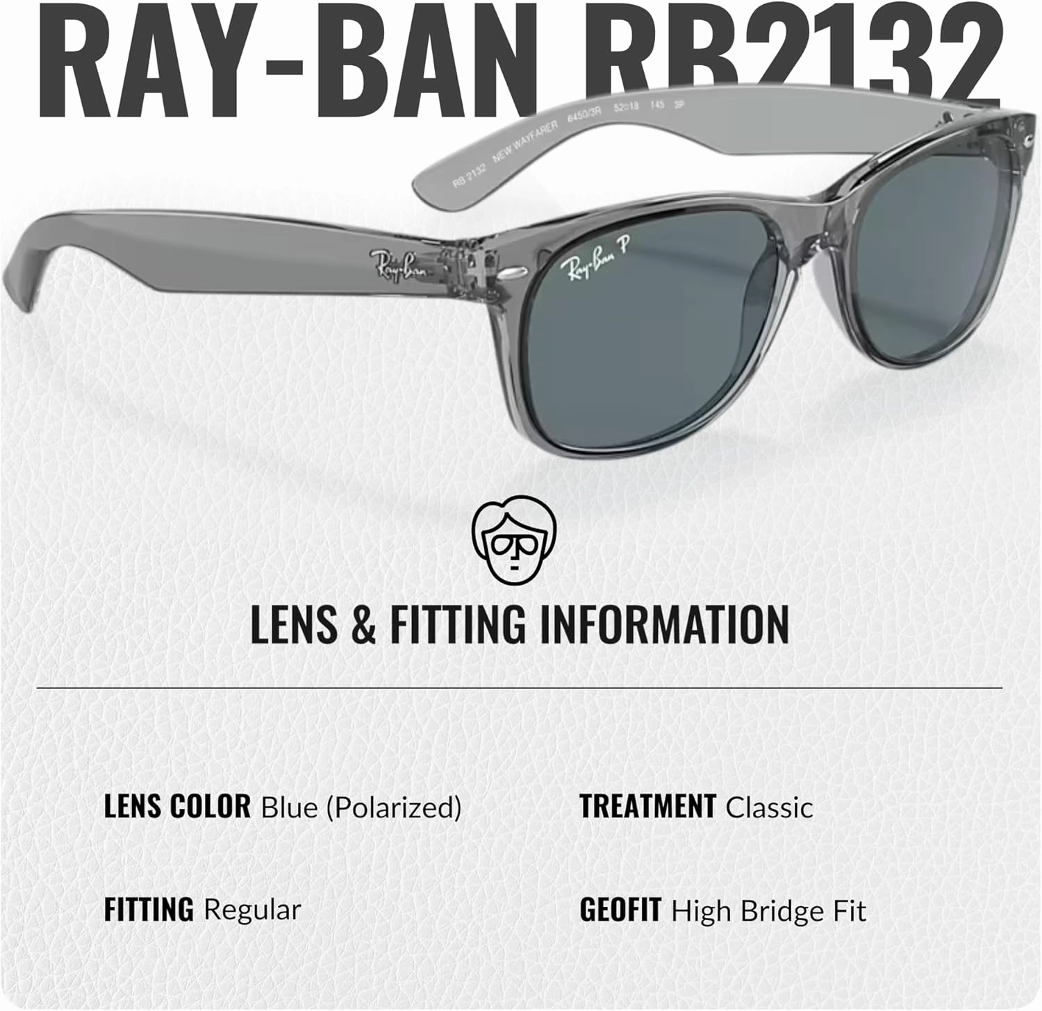Ray-Ban RB2132 NEW WAYFARER Classic Square Shape Sunglasses With Eyewear Kit Bundle - High Bridge Fit - Square Sunglasses