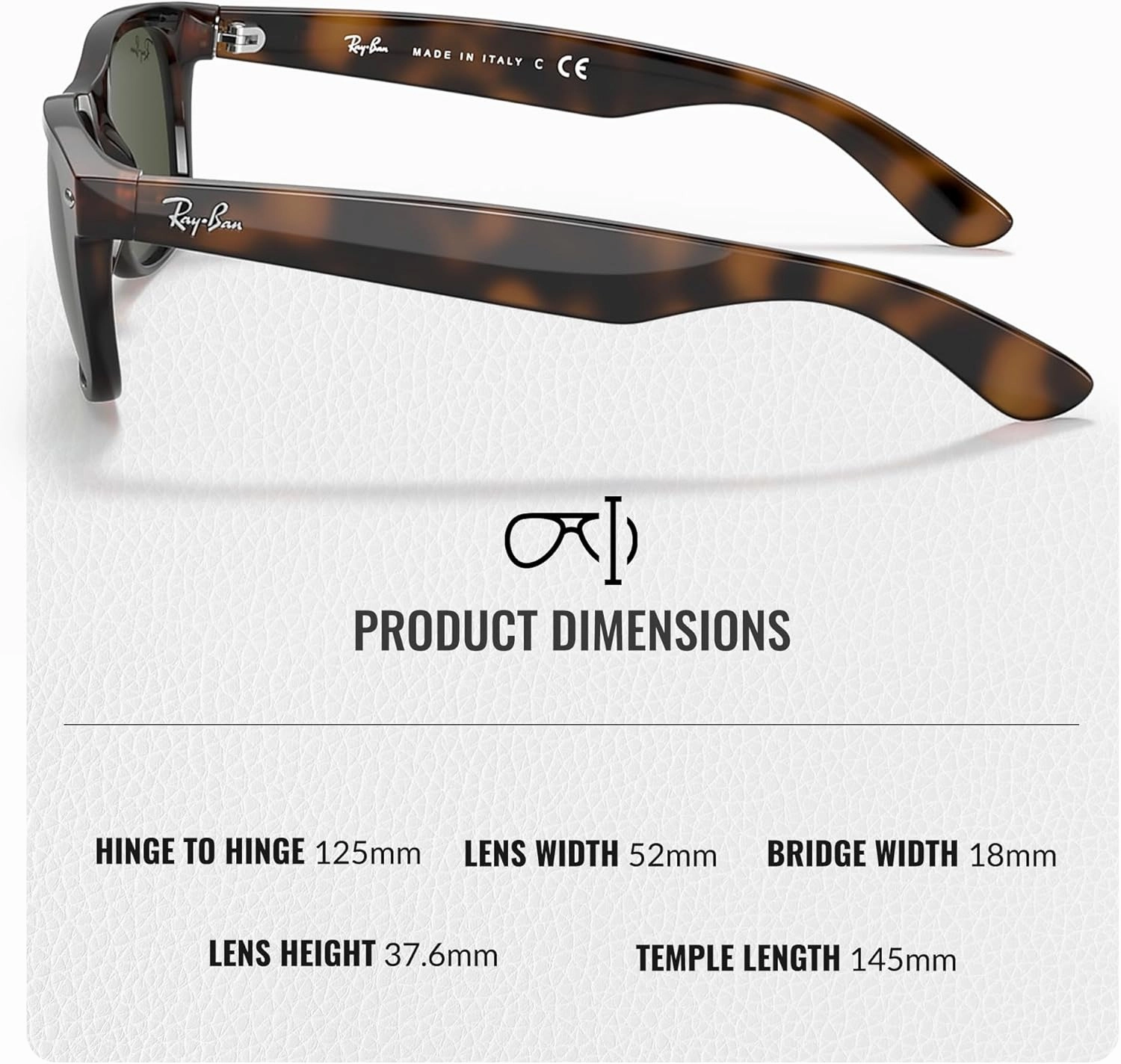 Ray-Ban RB2132 NEW WAYFARER Classic Square Shape Sunglasses With Eyewear Kit Bundle - High Bridge Fit - Square Sunglasses