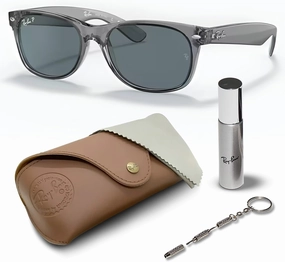 Ray-Ban RB2132 NEW WAYFARER Classic Square Shape Sunglasses With Eyewear Kit Bundle - High Bridge Fit - Square Sunglasses