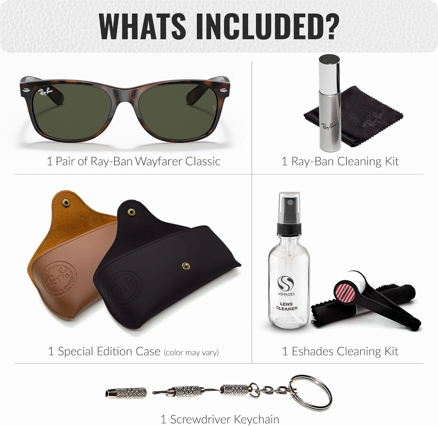Ray-Ban RB2132 NEW WAYFARER Classic Square Shape Sunglasses With Eyewear Kit Bundle - High Bridge Fit - Square Sunglasses