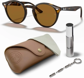 Ray-Ban RB2180 Round Shape Sunglasses for Men & Women With Eyewear Kit Bundle - Timeless Classic Sunglasses