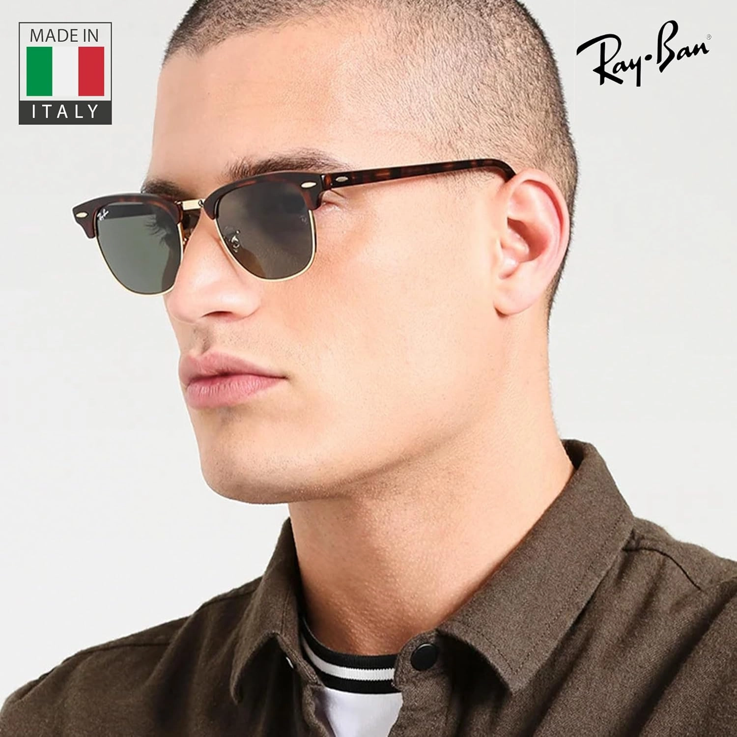 Ray-Ban RB3016 Clubmaster Classic Square Shape Sunglasses With Eyewear Kit Bundle - High Bridge Fit -Casual Square Sunglasses