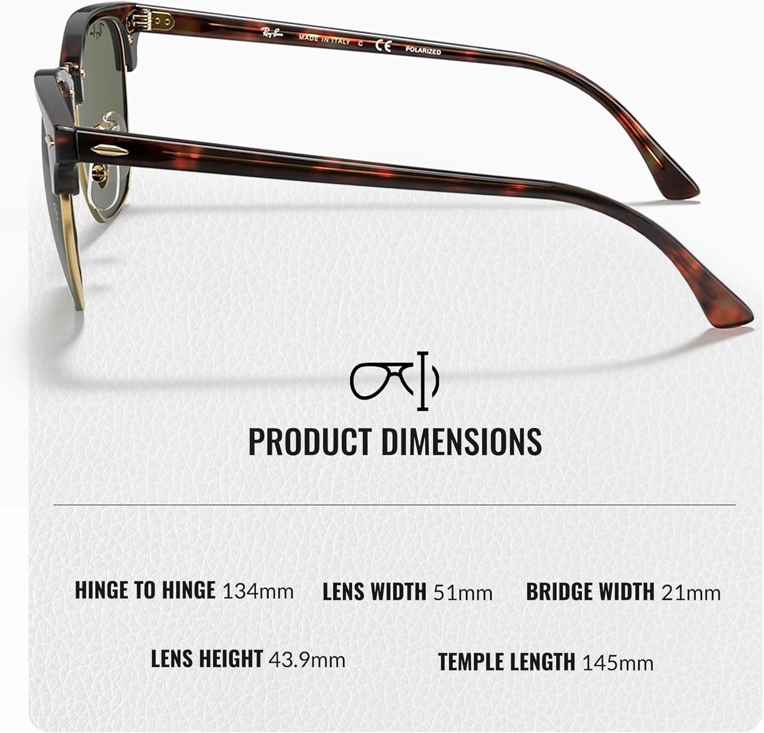 Ray-Ban RB3016 Clubmaster Classic Square Shape Sunglasses With Eyewear Kit Bundle - High Bridge Fit -Casual Square Sunglasses