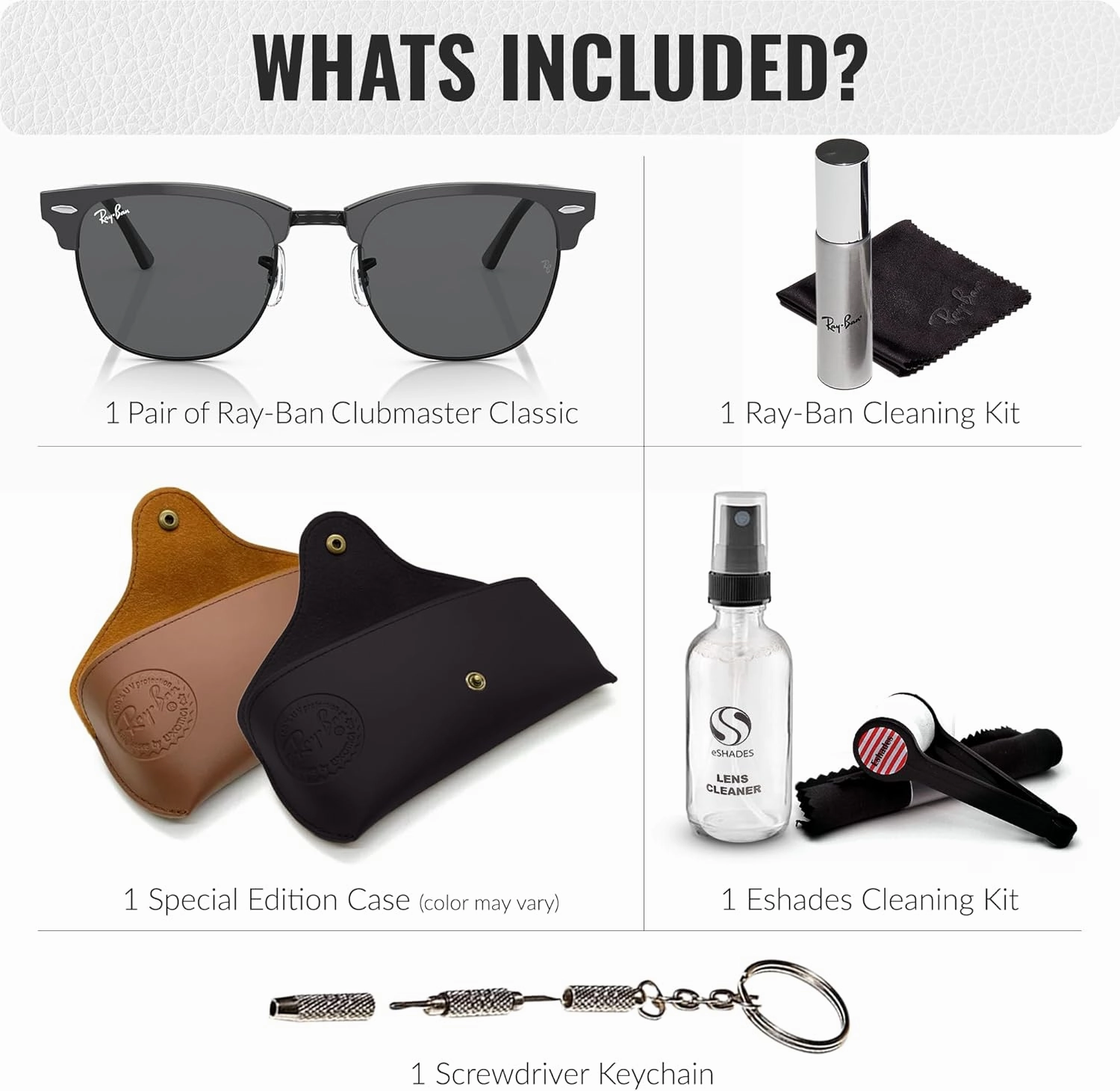 Ray-Ban RB3016 Clubmaster Classic Square Shape Sunglasses With Eyewear Kit Bundle - High Bridge Fit -Casual Square Sunglasses