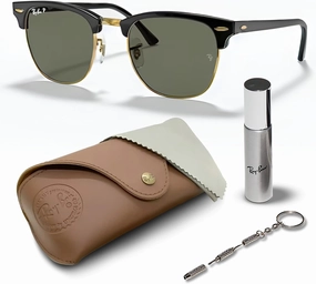 Ray-Ban RB3016F Clubmaster Classic Polarized Square Shape Sunglasses for Men and Women- Timeless Classic Sun Glasses with Modern Elegance - Premium UV Protection - Designer Men's & Women's Sunglasses