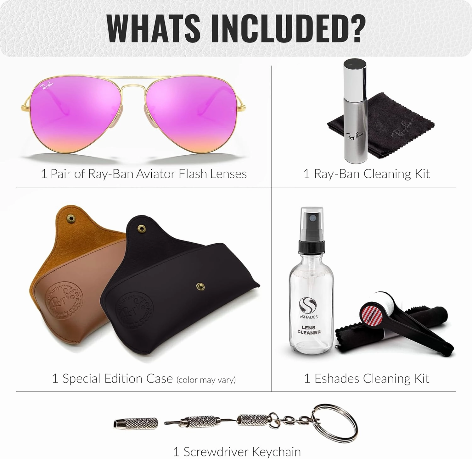 Ray-Ban RB3025 Classic Flash Lenses Aviator Shape Sunglasses With Eyewear Kit Bundle - Retro Sunglasses